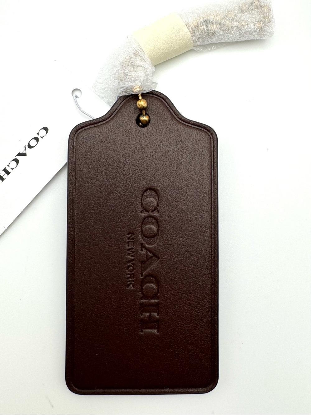 Coach CBA17 Large Maple Glovetanned Leather Hangtag Bag Charm Gold-Tone NWT OS